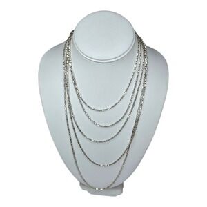 Milor Sterling Silver 925 Chain Necklace 100" Silver Bar Ball Beads